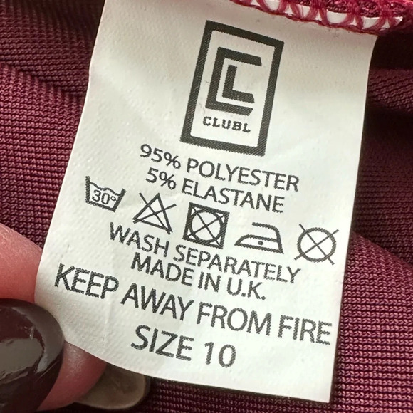 CLUB L Burgundy Velvet MIDI Dress Plunging Neck Faux Wrap US Size 8 - Picture 12 of 16